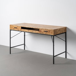 Escritorio Natural-Negro Dm-Metal 140 X 60 X 80 cm