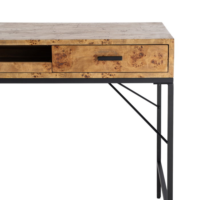Escritorio Natural-Negro Dm-Metal 140 X 60 X 80 cm