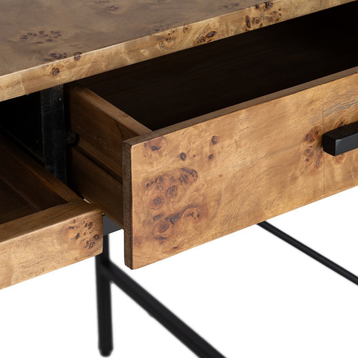 Escritorio Natural-Negro Dm-Metal 140 X 60 X 80 cm