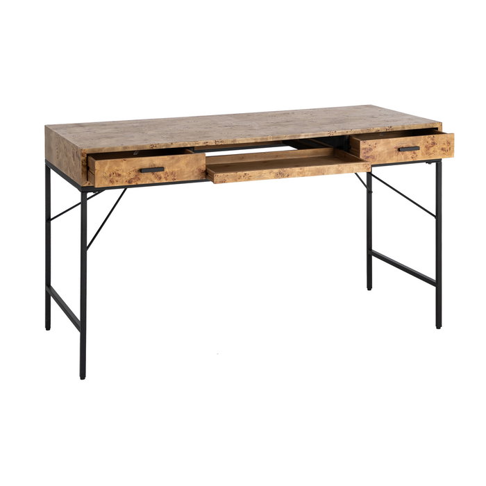 Escritorio Natural-Negro Dm-Metal 140 X 60 X 80 cm