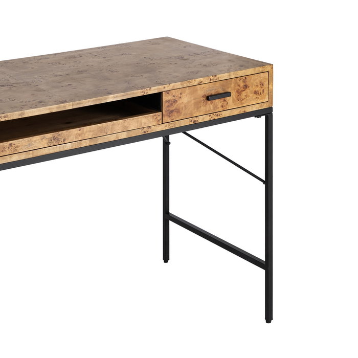 Escritorio Natural-Negro Dm-Metal 140 X 60 X 80 cm