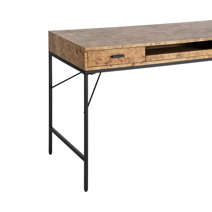 Escritorio Natural-Negro Dm-Metal 140 X 60 X 80 cm