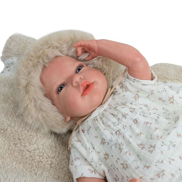 Muñecas Arias - Muñeca Reborn Isabella Beige de 40 cm con Cojín, Juguete en Español