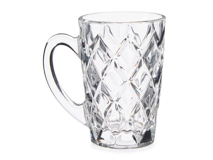 Vivalto Taza de diseño Diamante en Cristal/Glass, 110 ml, Dimensiones 6x9x9 cm (Set de 48)