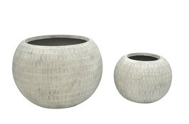 DKD Home Decor Macetero Crudo Magnesia Fibra Vidrio 55 x 38 x 55 cm Set de 2