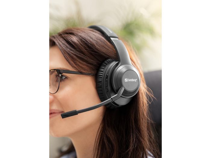 Sandberg Auriculares Inalámbricos ANC+ENC Pro - Comodidad Superior, Cancelación de Ruido Activa y Ambiental, Micrófono Flexible, 24h Batería, USB-C