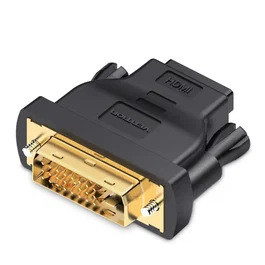 Vention ECDB0 Adaptador de cable DVI Macho (24+5) a HDMI Hembra, Conector chapado en oro, Resolución Full HD 1080p, Color Negro
