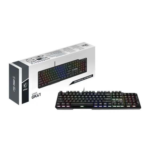 MSI Vigor GK41 Teclado Mecánico para Gaming - Negro, Retroiluminación RGB, Interruptores Outemu Blue