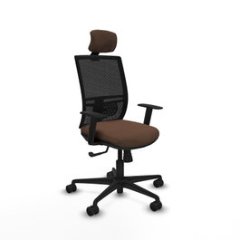 PIQUERAS Y CRESPO Silla de oficina Yunquera Marrón oscuro y Negro Mecanismo Sincro 4 posiciones Brazos 1D Cabecero 1D Lumbar 1D Ruedas 65mm nailon