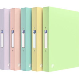 Oxford Carpeta de Anillas 2x30 Urban A4 con Lomo 40 mm, Tapa de PP Translúcido Flexible, para 400 Hojas, Colores Surtidos Pastel