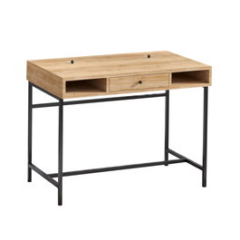 Hanah Home Escritorio de Estudio Berry Sapphire Oak, Negro. Tablero de partículas recubierto de melamina.