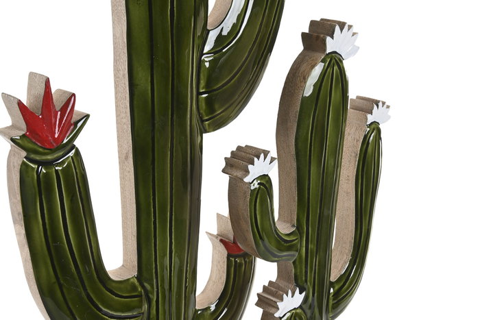 DKD Home Decor Set de Decoración Cactus de 2 Piezas en Mango Lacado