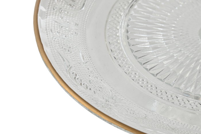 DKD Home Decor Plato Transparente Dorado Cristal 23 x 8 x 23 cm