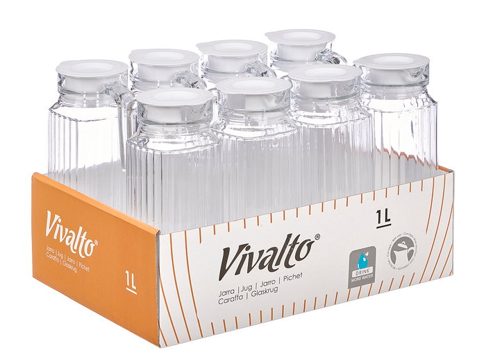 Vivalto Jarra Nevera Display 1L Vidrio Transparente 12,5x25x8,5 cm (Set de 16)