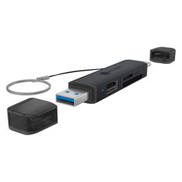 ICY BOX IB-CR203-CU3 Lector de Tarjetas 3 en 1 USB 3.2 Gen 1 Tipo-A/Tipo-C MicroSD SD Negro Aluminio 2TB