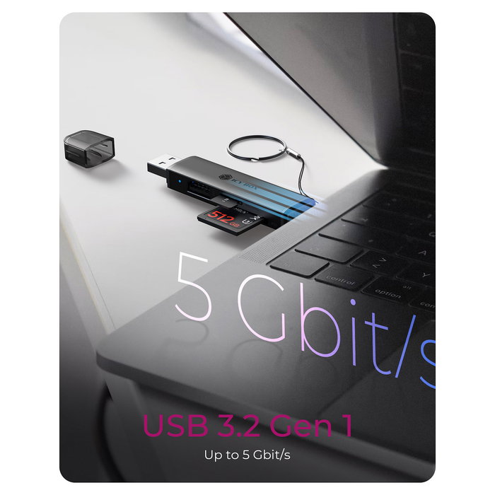 ICY BOX IB-CR203-CU3 Lector de Tarjetas 3 en 1 USB 3.2 Gen 1 Tipo-A/Tipo-C MicroSD SD Negro Aluminio 2TB