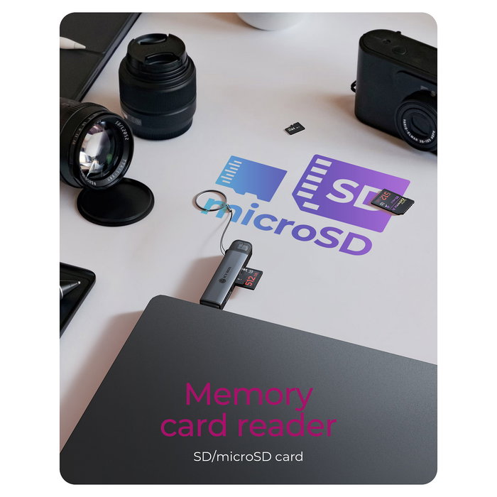 ICY BOX IB-CR203-CU3 Lector de Tarjetas 3 en 1 USB 3.2 Gen 1 Tipo-A/Tipo-C MicroSD SD Negro Aluminio 2TB