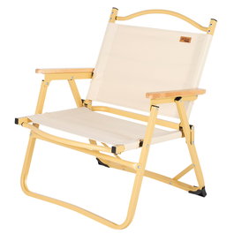 Aktive Silla plegable baja glamping crema aluminio con bolsillo
