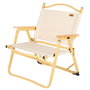 Aktive Silla plegable baja glamping crema aluminio con bolsillo