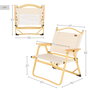 Aktive Silla plegable baja glamping crema aluminio con bolsillo