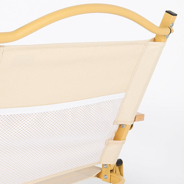 Aktive Silla plegable baja glamping crema aluminio con bolsillo