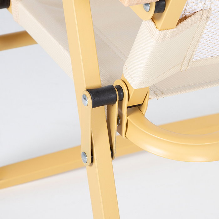 Aktive Silla plegable baja glamping crema aluminio con bolsillo