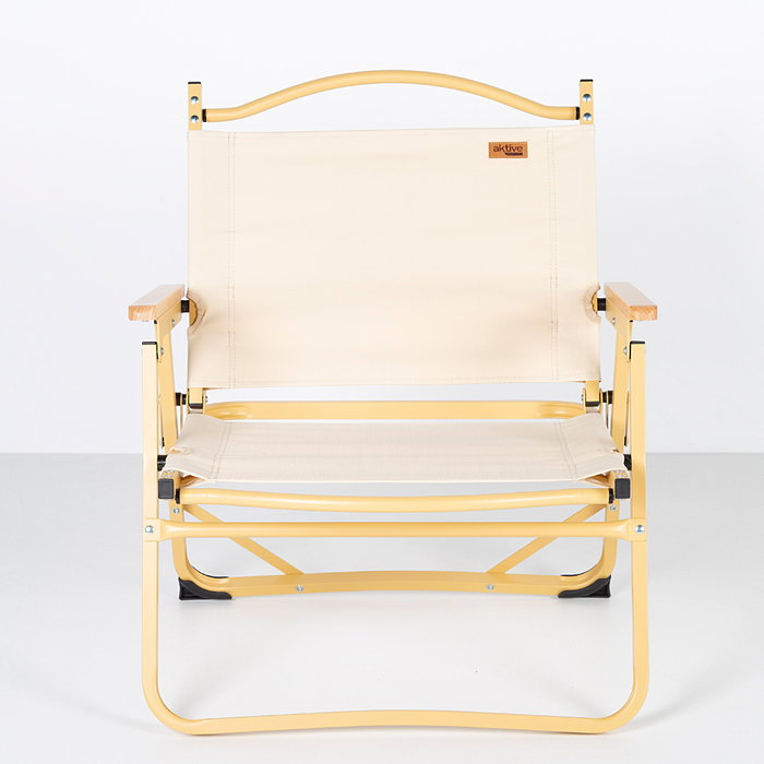 Aktive Silla plegable baja glamping crema aluminio con bolsillo