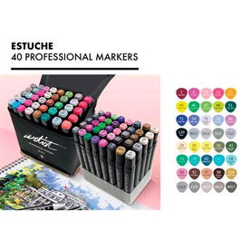 Alex Bog Rotuladores Luxury Canvas Gama Artist Doble Punta Fina-Biselada C-Surtidos Estuche De Lujo 40 Ud