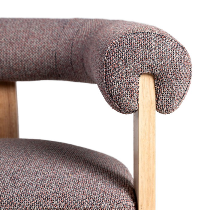 Sillón Jaspeado Gris-Rosa Tejido-Madera 84 X 69 X 72 cm