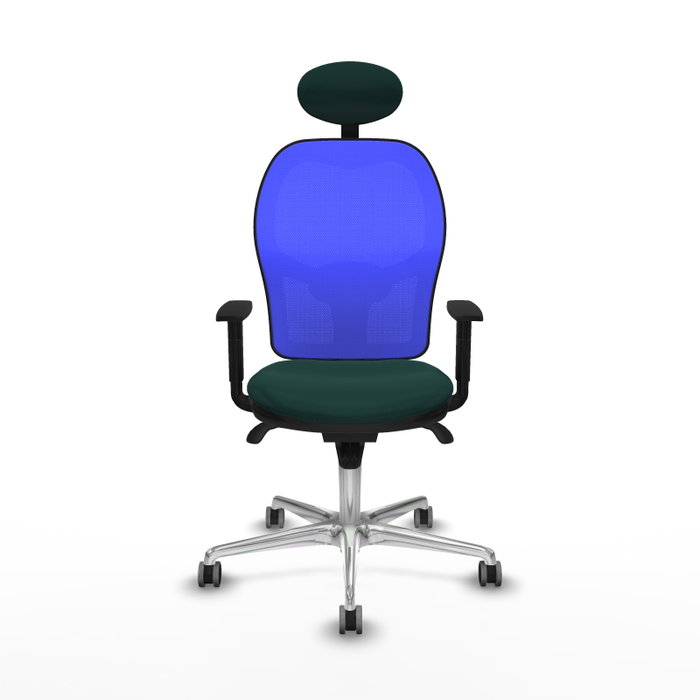 PIQUERAS Y CRESPO Silla de oficina Jorquera con mecanismo Sincro, Similpiel Verde botella y Malla Azul