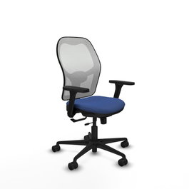 PIQUERAS Y CRESPO Silla de oficina Jorquera con mecanismo Sincro/Traslack Azul marino y Blanco