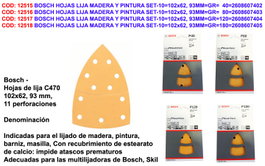 BOSCH Set de 10 hojas de lija para madera/pintura de grano 180 (102x62,93 mm)