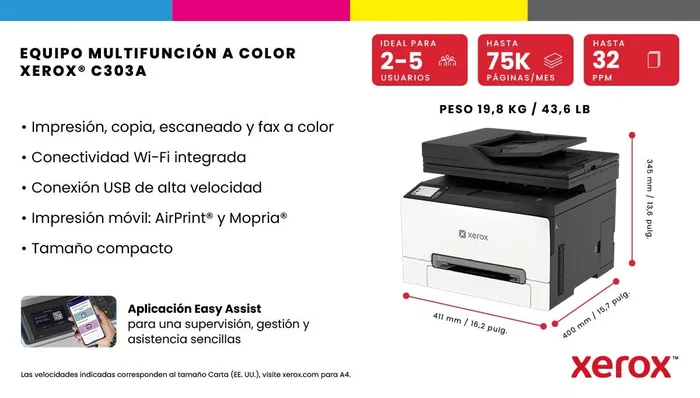 Xerox C303a Impresora Multifunción Láser Color A4 30 ppm Wifi
