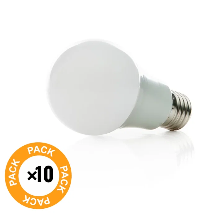 Pack 10 Lámparas LED Esférica Aluminio/PC E27 7W 630Lm 40.000H Iluminación Interior