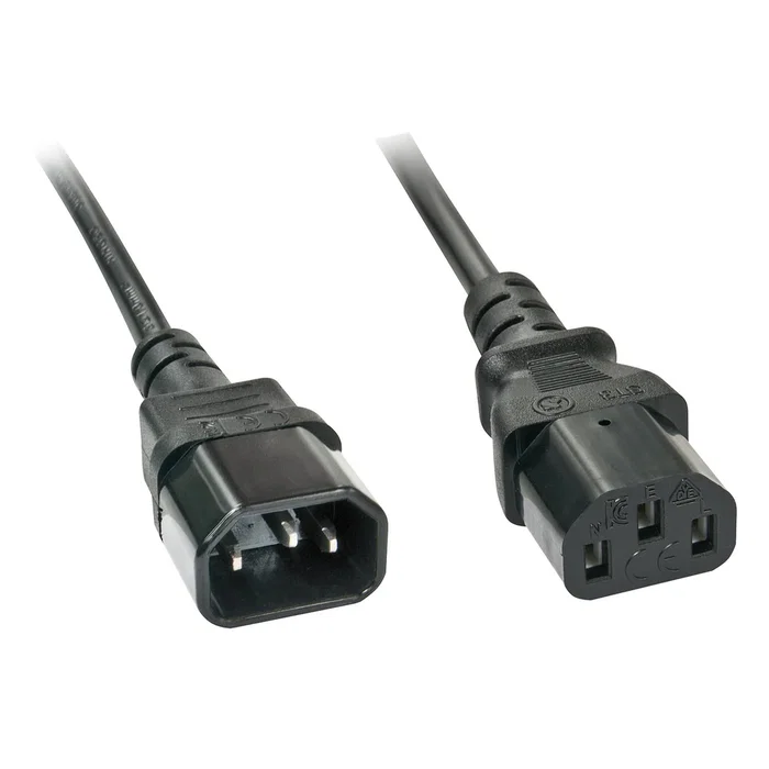 Lindy Cable de Extensión IEC C14 a IEC C13 5m Negro, 30333, Conectores Rectos Macho/Hembra