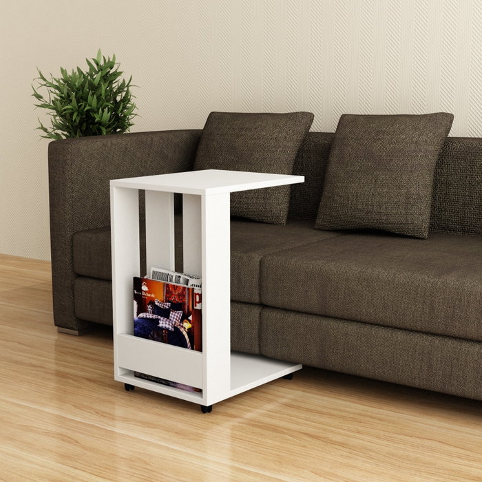 Hanah Home Mesa Auxiliar Edi - White Color Blanco, 37x60x45 cm