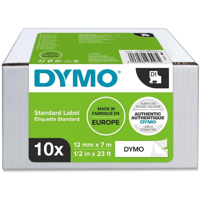 DYMO Cinta LM D1 12mm x 7m Negro sobre Blanco Pack de 10 DYMO Cinta LM D1 12mm x 7m Negro sobre Blanco Pack de 10