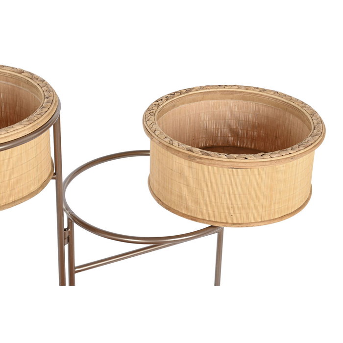 DKD Home Decor Macetero Desplegable de Bambú y Hierro Marrón