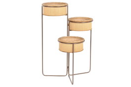 DKD Home Decor Macetero Desplegable de Bambú y Hierro Marrón