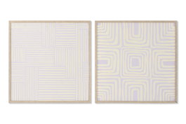DKD Home Decor Cuadro Lienzo Foam Abstracto 3D Blanco 60x60x2,5 cm (Pack de 4)