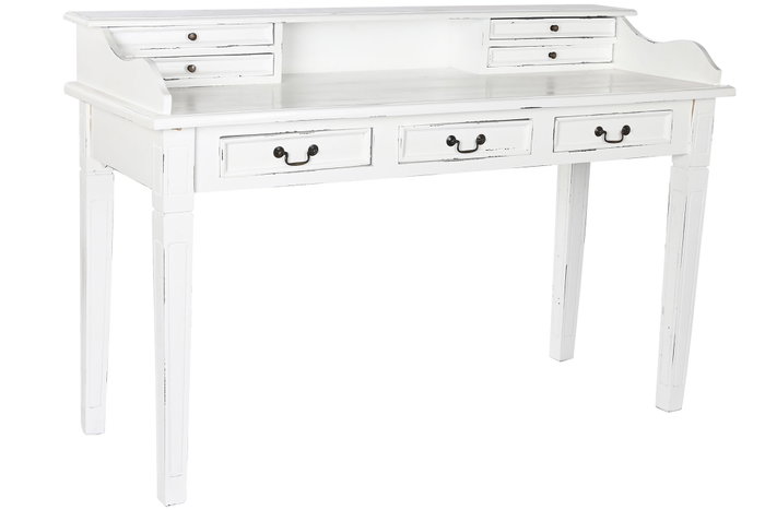 DKD Home Decor Formentera23 Escritorio Mediterraneo Blanco Roto 150 x 57 x 100 cm
