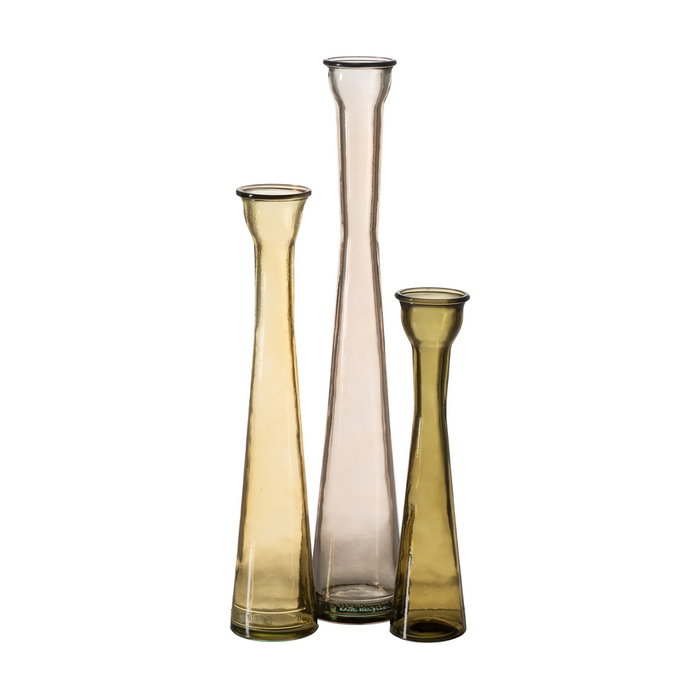 Jarrón Verde Vidrio Reciclado We Care 7,20 X 7,20 X 31 cm (Set de 2)