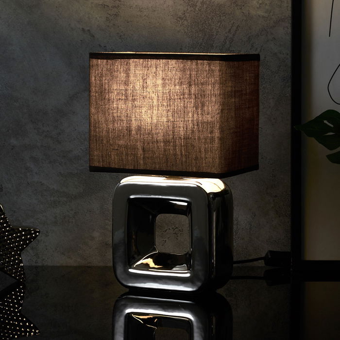 Home Deco Factory Lámpara de Mesa Acabado Cromado Cerámica