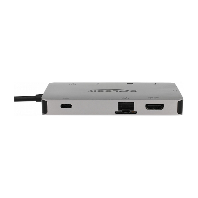 DeLOCK 87735 Docking Station USB-C con HDMI 4K, VGA, 2x USB 3.1, Lector SD, LAN, Carga PD 3.0 - Plug and Play para Windows, Mac, Linux