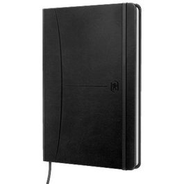Oxford Cuaderno Signature Cosido 80H A5 1 Línea Cierre C-Goma Tapa Extradura Negro
