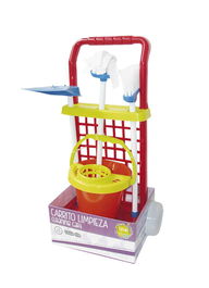 Tachan Carrito De Limpieza Rojo SB 12 con Escoba, Recogedor, Cubo y Fregona para Niños +3 Años