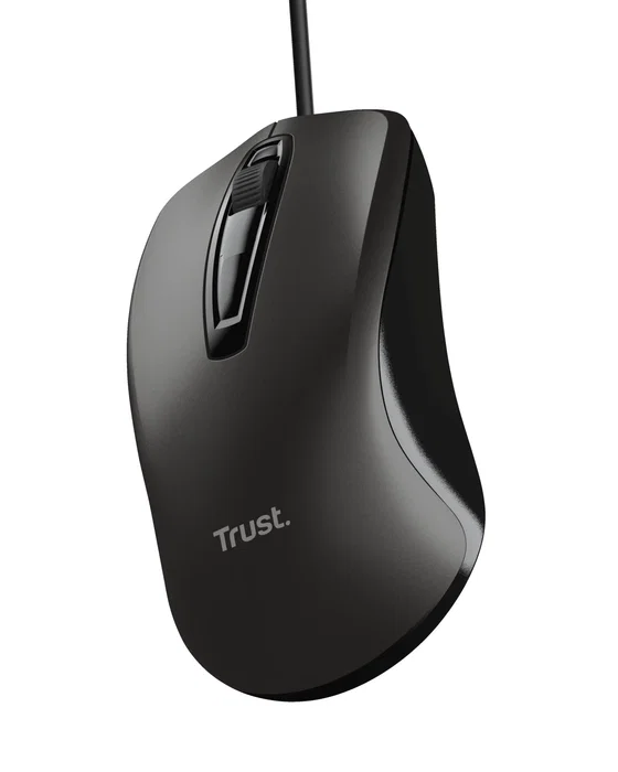 Trust 24657 Ratón Óptico Ambidiestro para Oficina, 1200 DPI, USB Tipo A, 3 Botones, Negro