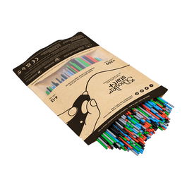 3Doodler Filamento Start+ 250 Piezas Primary Pow Mix, 2.5mm - Colores Rojo, Azul, Verde, Gris - PLA Compostable, No Toxico, Compatible con Start y 3D Build&Play