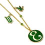THE CARAT SHOP Colgante E Elphaba Wicked con Cristales Verdes y Mono Volador, Cadena Dorada 60 cm