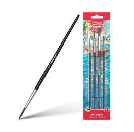 ArtBerry Set de Pinceles para Acuarelas y Téperas, Pelo de Poney, 4 Unidades